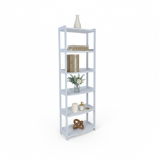 Shelf Elisse, Transilvan, 6 Levels, Solid Wood, 60x39x203 cm, Grey