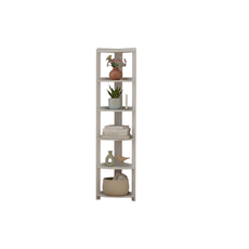 Shelf Elisse, Transilvan, 6 Levels, Outside Corner Shelf, Solid Wood, 37x37x203 cm, Grey