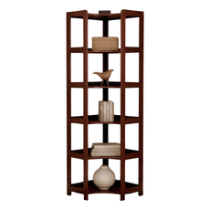 Shelf Elisse, Transilvan, 6 Levels, Inside Corner Shelf, Solid Wood, 60x60x203 cm, Cherry