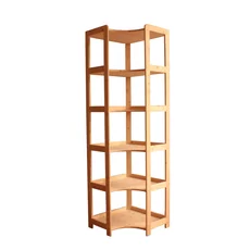 Shelf Elisse, Transilvan, 6 Levels, Inside Corner Shelf, Solid Wood, 60x60x203 cm, Natural Wood