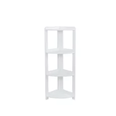 Shelf Elisse, Transilvan, 4 Levels, Outside Corner Shelf, Solid Wood, 37x37x127 cm, White
