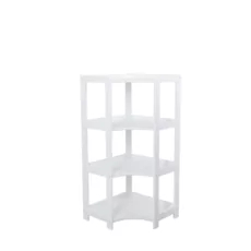 Shelf Elisse, Transilvan, 4 Levels, Inside Corner Shelf, Solid Wood, 60x60x127 cm, White