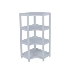 Shelf Elisse, Transilvan, 4 Levels, Inside Corner Shelf, Solid Wood, 60x60x127 cm, Grey