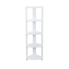 Shelf Elisse, Transilvan, 5 Levels, Outside Corner Shelf, Solid Wood, 37x37x165 cm, White