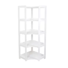 Shelf Elisse, Transilvan, 5 Levels, Inside Corner Shelf, Solid Wood, 60x60x165 cm, White
