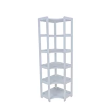Shelf Elisse, Transilvan, 6 Levels, Inside Corner Shelf, Solid Wood, 60x60x203 cm, Grey