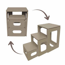 Scaun Scara, 2 in 1, Transformabil, Tommy, Transilvan, Lemn Stratificat, 40x43x60 cm si 86x43x60 cm, Cappuccino