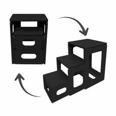 Scaun Scara, 2 in 1, Transformabil, Tommy, Transilvan, Lemn Stratificat, 40x43x60 cm si 86x43x60 cm, Negru