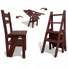 Scaun si Scara, 2 in 1, Duplex, Lemn Masiv, Step Up, Transilvan, 90x42 cm, Cires