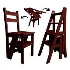 Ladder Chair, 2 in 1, Folding, Duplex, Solid Wood, Step Up, Transilvan, 90x42 cm, Cherry