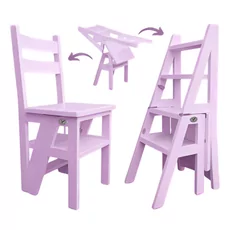 Ladder Chair, 2 in 1, Folding, Duplex, Solid Wood, Step Up, Transilvan, 90x42 cm, Lavander