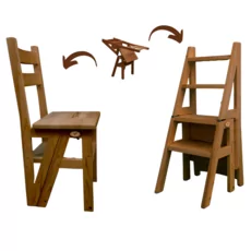 Ladder Chair, 2 in 1, Folding, Duplex, Solid Wood, Step Up, Transilvan, 90x42 cm, Walnut