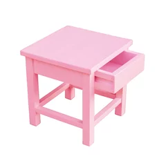 Kids' Chair Minnie, Transilvan, with Drawer, Solid Wood, 28x30x28 cm, Barbie Pink