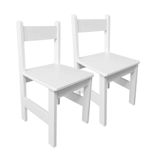 Set 2x Scaune Milo, Pentru Copii, Transilvan, Lemn Masiv, 62x30x30 cm, Alb