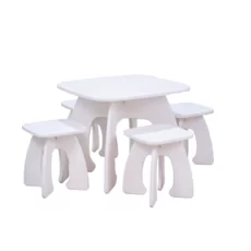 Set Transilvan,Honey, Masuta cu 4 scaunele, Pentru copii, 60x60x50 cm, Alb