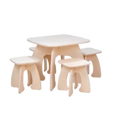 Set Transilvan, Honey, Masuta cu 4 scaunele, Pentru copii, 60x60x50 cm, Natur