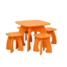 Set Transilvan, Honey, Masuta cu 4 scaunele, Pentru copii, 60x60x50 cm, Portocaliu