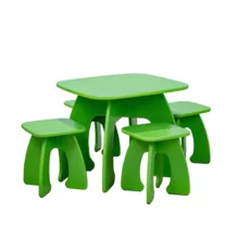 Set Transilvan, Honey, Masuta cu 4 scaunele, Pentru copii, 60x60x50 cm, Verde