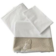 Set Lenjerie Bebelusi, Cuore, BabyDreams, 3 Piese, Material Premium, Bumbac, 125x65 cm, Alb