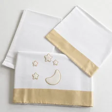 Set Lenjerie Bebelusi, Luna, BabyDreams, 3 Piese, Material Premium, Bumbac, 125x65 cm, Alb