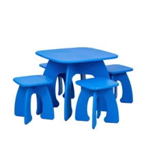Set Transilvan, Honey, Masuta cu 4 scaunele, Pentru copii, 60x60x50 cm, Albastru