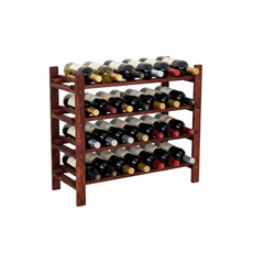 Clone of Transilvan Borospolc, Masszív fából, 120x70x29 cm - 28 palacknak 4 polc, Barna