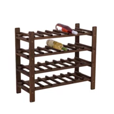 Wine Shelves, Transilvan, Solid Wood, 28 Bottles, 4 Levels, 120x70x29 cm, Brown