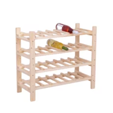Wine Shelves, Transilvan, Solid Wood, 28 Bottles, 4 Levels, 120x70x29 cm, Natural Wood