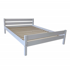 Double Bed Sally, Transilvan, Solid Wood, Model 3/2, 140x200 cm, White