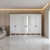 Dulap Milano Collection, Transilvan, 6 Usi, 6 Sertare, MDF si Lemn Masiv, 315x61x220 cm, Alb si Stejar Natur