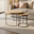 Set Masuta de Cafea si Masuta Laterala, New York Collection, Transilvan, Lemn Masiv Stejar, Picioare Metalice, 75x75x44 cm si 40x40x38 cm, Stejar Natur si Negru
